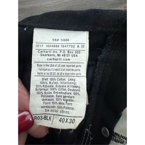 Carhartt Men Quilted Leg Lined Warm Bib Overalls Black Biberalls 40 x 29 - Picture 13 of 15